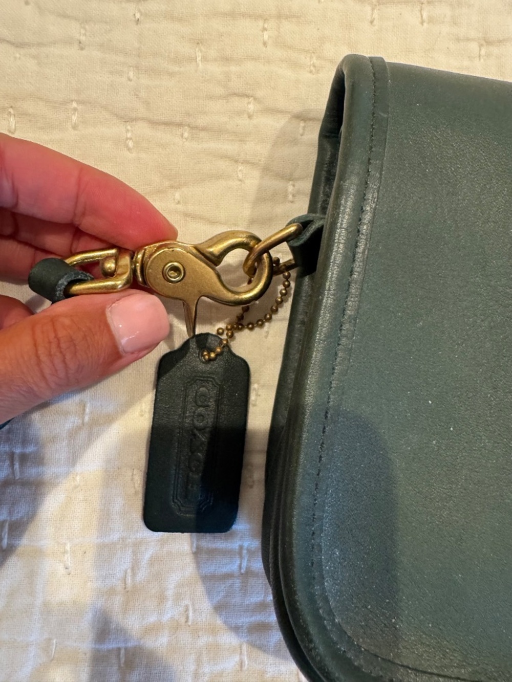 Vintage Hunter Green Leather Coach Bag - Picture 6 of 6